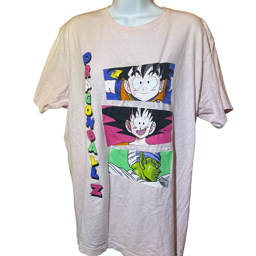 Dragon Ball Z Goku Piccolo Graphic T-Shirt Light Pink Mens Large Anime Tee